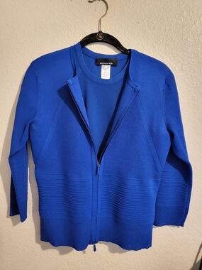 Jones New York Royal Blue Zip Cardigan